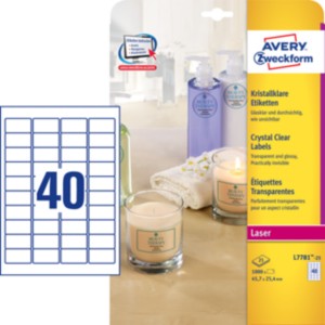 Этикетки ZWECKFORM крист.-прозр., 45,7х25,4мм, 40шт., 25 л