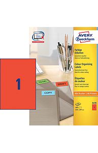 Наклейки ZWECKFORM, А4, 210х297мм, красные, 1шт., 100л.