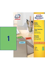 Наклейки ZWECKFORM, А4, 210х297мм, зеленые, 1шт., 100л.