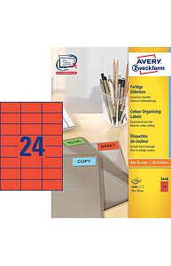 Наклейки ZWECKFORM, А4, 70х37мм, красные, 24шт., 100л.
