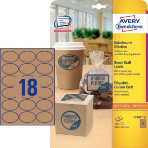 Этикетки ZWECKFORM крафт, овал, 63,5х42,3мм, 18шт, 25л.