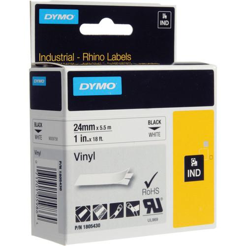 Лента DYMO Rhino, 24ммх5,5м, чер./бел., винил