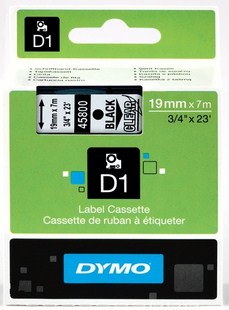 Термолента DYMO 19ммх7м, чер./прозр., 45800
