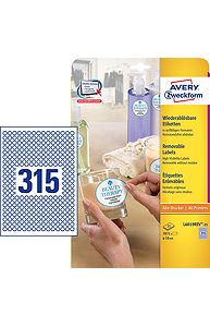 Наклейки ZWECKFORM, А4, d=10мм, белые, 315шт., 25л.