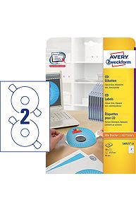 Наклейки ZWECKFORM, А4, CD, d=117мм, 2шт., 25л.+центр. устр-во