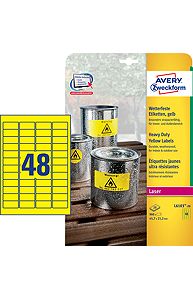 Наклейки ZWECKFORM п-эст,погодоуст,желт. А4, 45.7х21.2мм, 48шт/л, 20 л