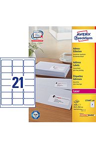 Наклейки ZWECKFORM QuickPEEL, А4, 63.5х38.1мм, 21шт., 100л.
