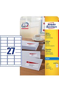 Наклейки ZWECKFORM, А4, 63.5х29.6мм, матовые, фото, IJ, 27шт., 25л.