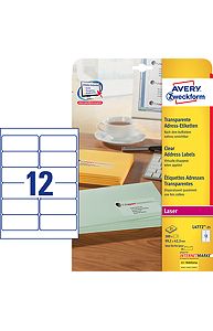 Наклейки ZWECKFORM, А4, 99,1х42,3мм, прозрачные, 12шт., 25л.
