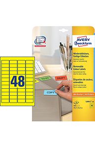 Этикетки ZWECKFORM удаляемые, желтые,  45,7х21,2мм, 48шт, 20л.