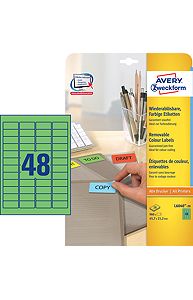 Этикетки ZWECKFORM удаляемые, зеленые,  45,7х21,2мм, 48шт, 20л.