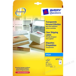 Наклейки ZWECKFORM, А4, 96х50,8мм, прозрачные, 10шт., 25л.