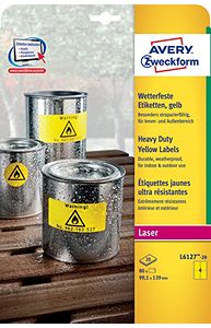 Наклейки ZWECKFORM п-эст,погодоуст,желт. А4, 99,1х139мм, 20л.
